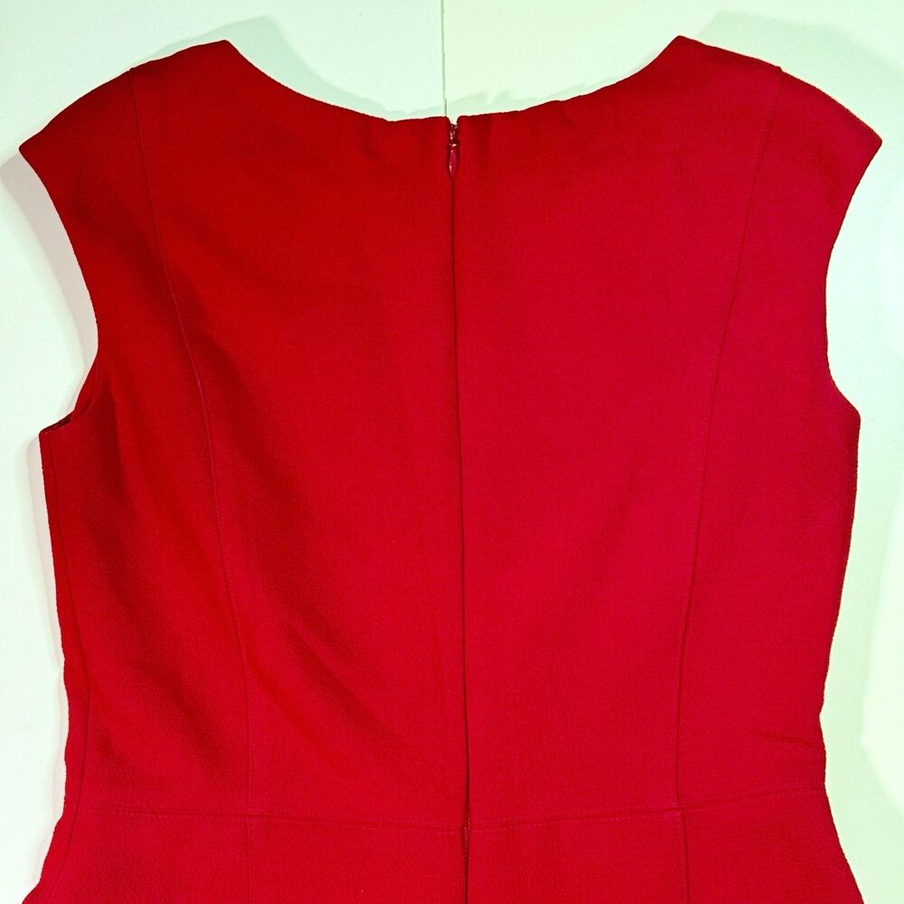 Chaps Ralph Lauren Cherry Red Sleeveless Midi Fit & Flare Zip Close Dress Size 6 - Picture 10 of 10